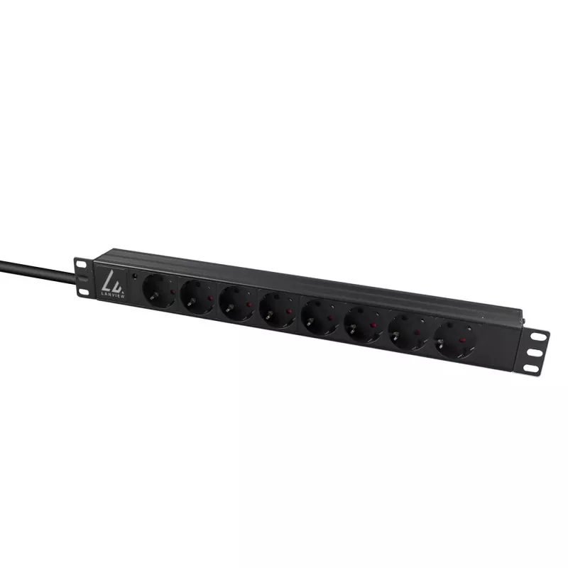 Lanview LVR-2MSCH-LIC-SCH8 virranjakoyksikkö (PDU) 8 AC-lähtöä 1U musta