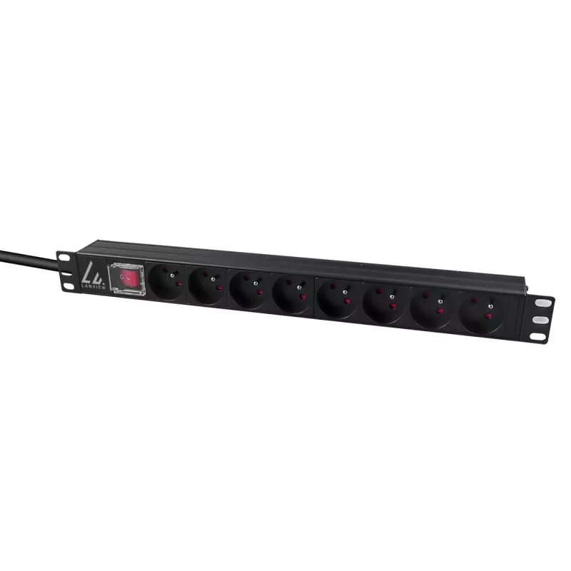 Lanview LVR-2MSCH-SW-C13-8 virranjakoyksikkö (PDU) 8 AC-lähtöä 1U musta