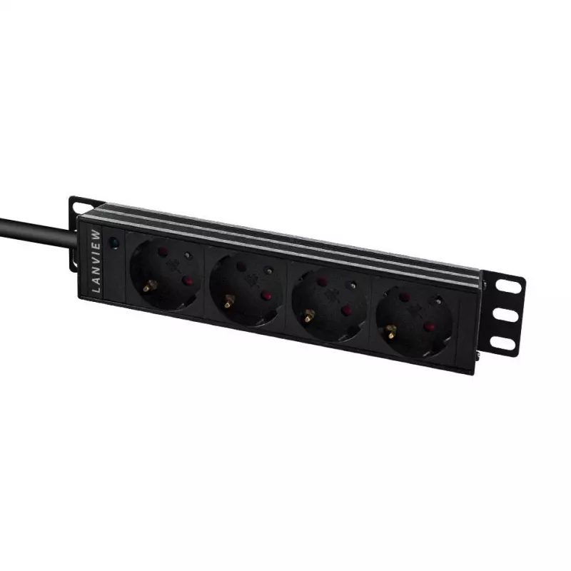 Lanview LVR-2MSCH-LIC-SCH4 10 tuuman jatkojohto, 4 Schuko-pistorasiaa