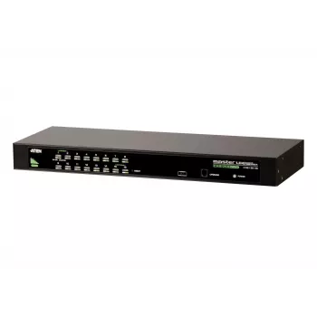 ATEN 16-porttinen USB/PS2 VGA KVM-kytkin, 2048 x 1536 pikseliä, QXGA, telineasennus, 6,5 W, 1U, musta