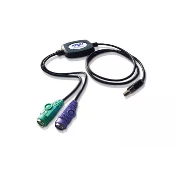 ATEN PS/2-USB-adapteri, 0,9 m, 2x 6-napainen Mini-DIN, USB A, uros, naaras, musta