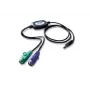 ATEN PS/2-USB-adapteri, 0,9 m, 2x 6-napainen Mini-DIN, USB A, uros, naaras, musta
