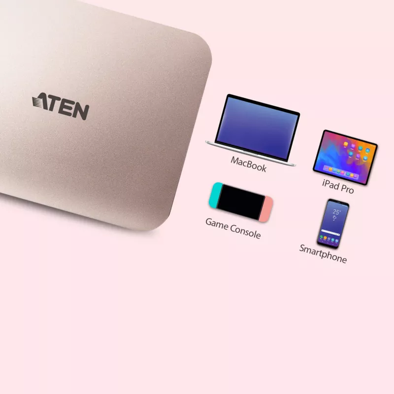ATEN UH3235 USB-C 4K ultrapieni minitelakka läpivientivirralla