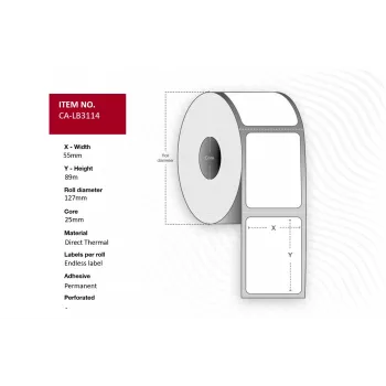 Tulostustarra Capture CA-LB3114 rulla termodirektiivinen pysyväliima 5,5x8,9cm