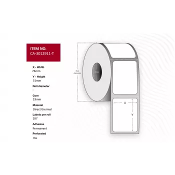 Tulostintarra Capture CA-3012911-T, yhteensopiva tarrarulla (MPN CA-3012911-T)