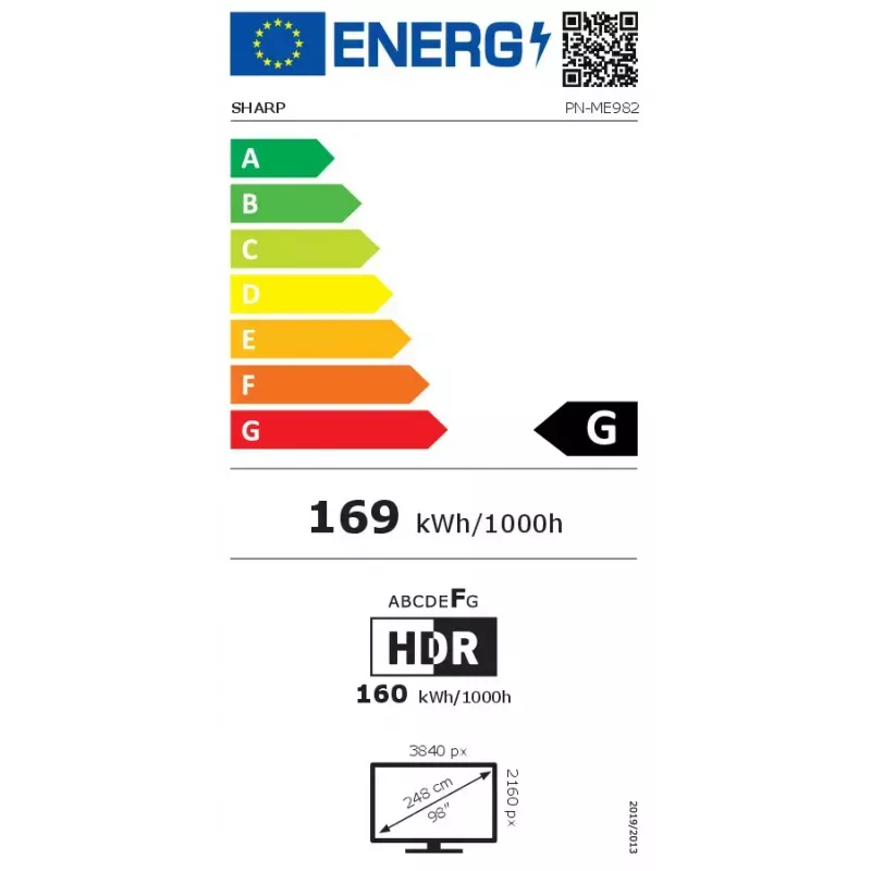 Sharp MultiSync ME982 ME-sarjan suurkokoinen näyttö 98 tuumaa (2,49 m), 4K UHD, 450 cd/m², 18/7, Android 13 SoC