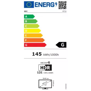 NEC MultiSync M751 digitaalinen signage -näyttö 190,5 cm (75 tuuman) LCD 500 cd/m² 4K Ultra HD musta 24/7