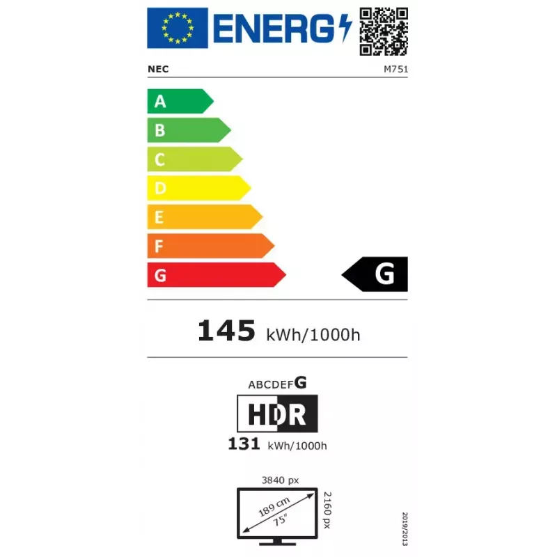 NEC MultiSync M751 M-sarjan suurikokoinen näyttö 75 tuumaa (190,5 cm), 4K UHD