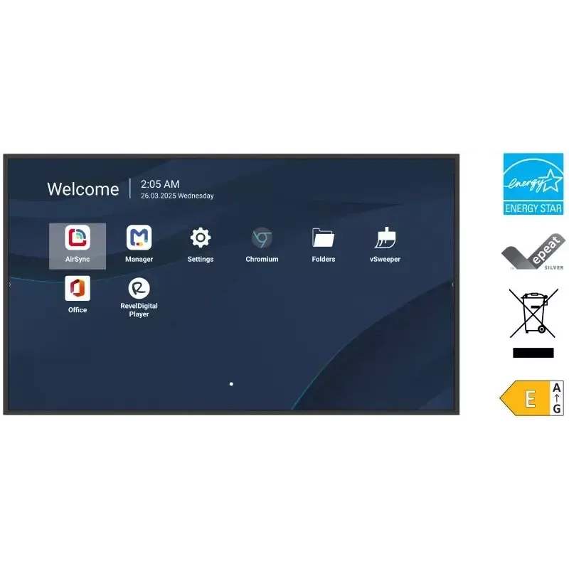Kaupallinen 86 tuuman 4K-LCD-näyttö VIEWSONIC CDE8614-2C, 3840x2160, 500 cd/m², Android 14, Wi‑Fi, 24/7