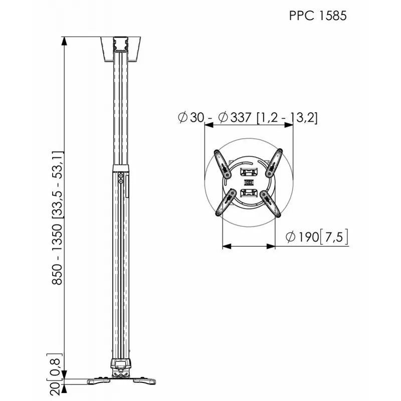 Projektorin kattoteline Vogel's PPC 1585 hopea