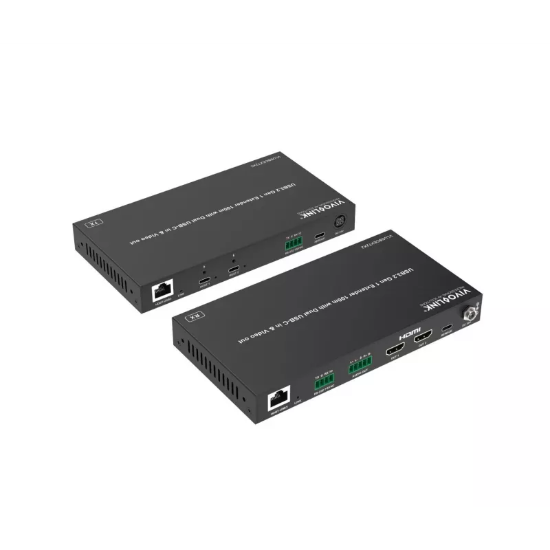 VivoLink VLUSBCEXT2X2 USB 3.2 Gen 1 -jatkolaite, 100 m, kaksinkertainen USB-C-tulo ja video