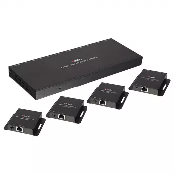 Lähetin ja vastaanotin Lindy 70m Cat.6 4 porttia HDMI 4K30 ja IR -jakaja-laajennin Loop Out -lähdöllä