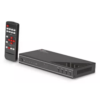 AV-vastaanotin Lindy 4x1 4K60 HDMI saumaton multiview-kytkin, 3840x2160@60Hz, 12V 2,5A, musta