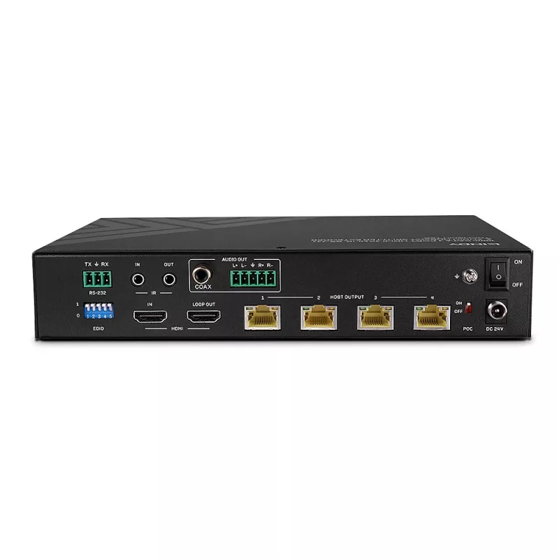 Lindy 100m Cat.6 4-porttinen HDMI 4K60 HDBT -splitteri-jatko
