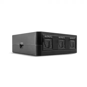 Lindy 3-porttinen optinen (TosLink) audiosplitteri, musta, 1x TosLink, 3x TosLink, pistoke, pistoke, CE, FCC, REACH