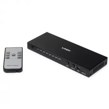 Lindy 4-porttinen HDMI 8K60 -vaihtokytkin eARC HDMI USB A USB C