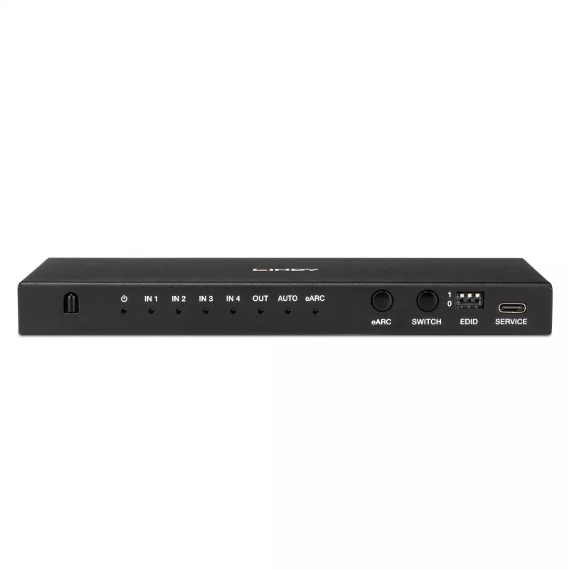 Lindy 4-porttinen HDMI 8K60 -vaihtokytkin eARC HDMI USB A USB C