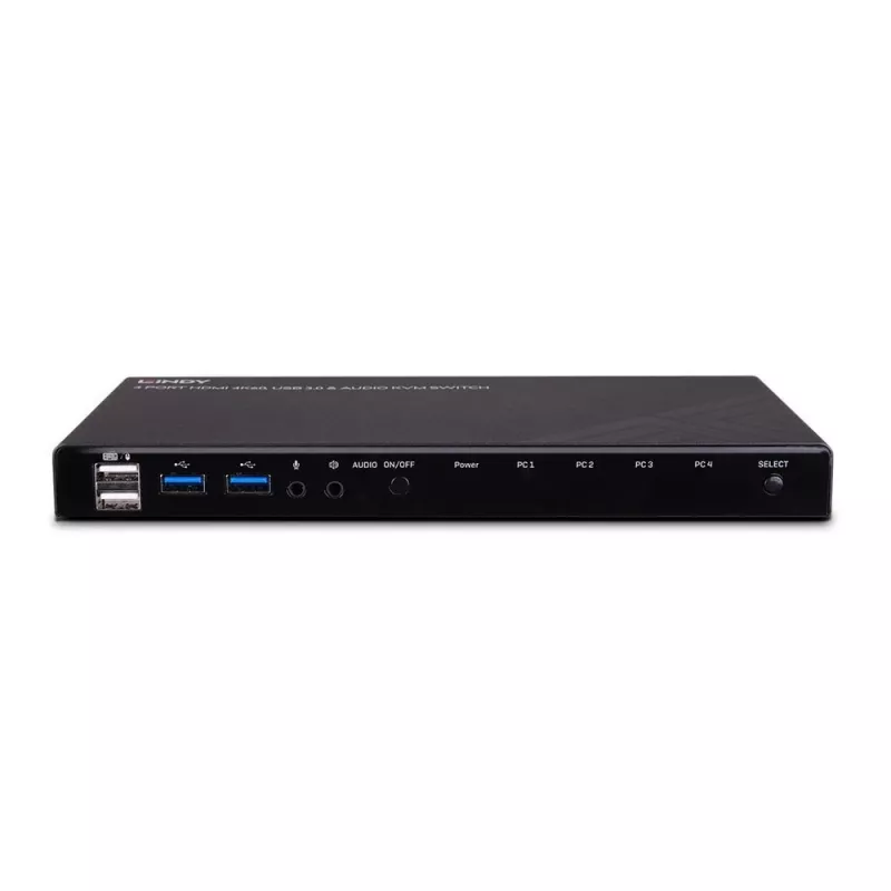 Lindy 4-porttinen HDMI 4K60, USB 3.0 ja audio KVM-kytkin