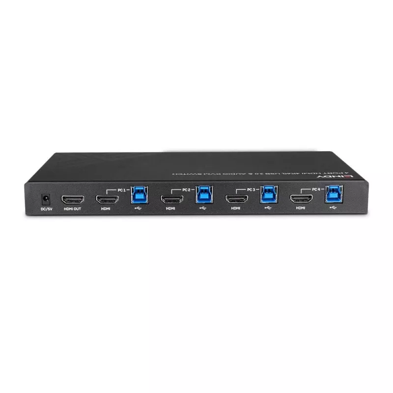 Lindy 4-porttinen HDMI 4K60, USB 3.0 ja audio KVM-kytkin