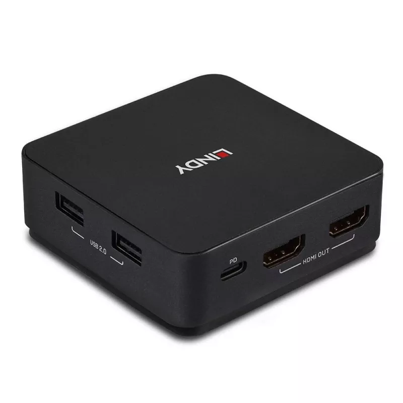 Lindy 2-porttinen Type-C, dual HDMI 4K60 KVM-kytkin