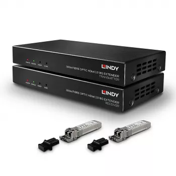 AV-lähetin ja -vastaanotin Lindy 300m kuitu-HDMI 18G ja IR-jatko