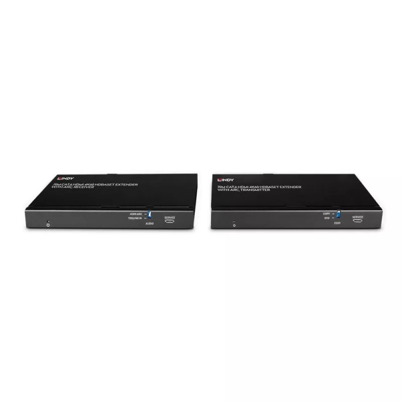 Lindy 70m Cat.6 HDMI 4K60, audio, IR ja RS-232 HDBaseT-jatko ARC-tuella