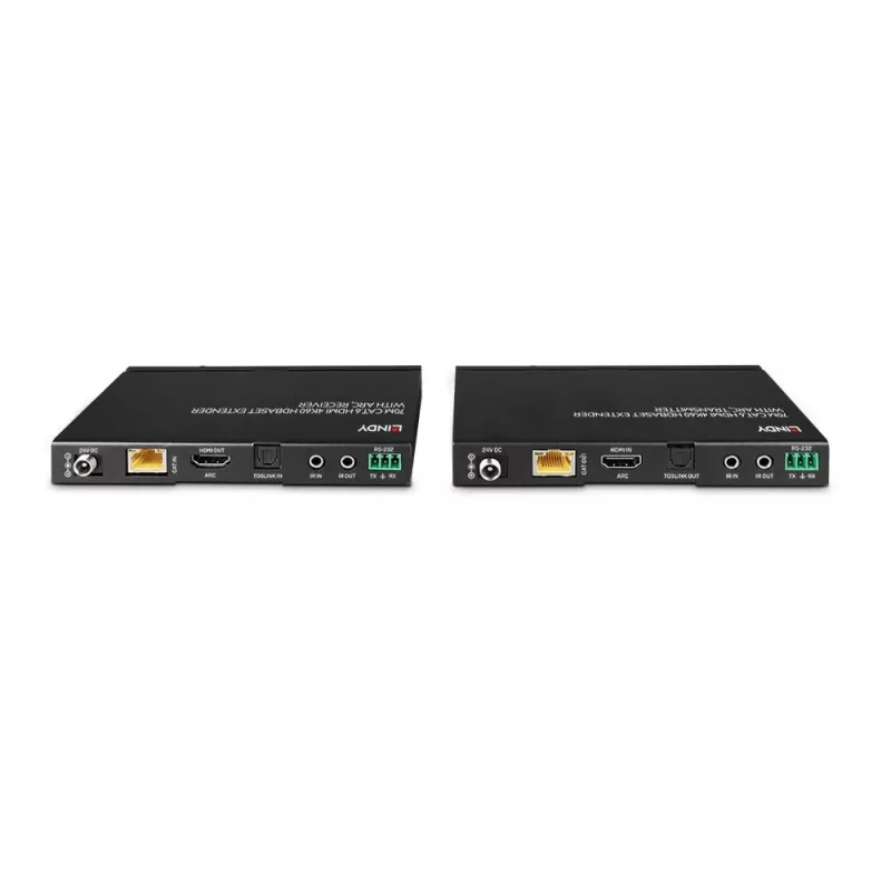 Lindy 70m Cat.6 HDMI 4K60, audio, IR ja RS-232 HDBaseT-jatko ARC-tuella
