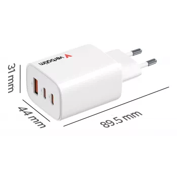 Verbatim Essentials GaN -laturi 65W EU-pistoke valkoinen, sisäkäyttö, AC, 20 V, valkoinen