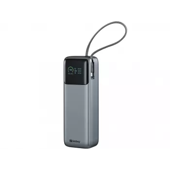 Kannettava varavirtalähde SANDBERG All-in1 Powerbank 20000 PD 130W — 20 000 mAh, LiPo, USB-A 1x, USB-C 1x, 130 W, musta/harmaa