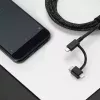 USB 2.0 -datakaapeli native union BELT-ULC-ZEB-NP, 2 m, USB-A–USB-C / Micro-USB B / Lightning, musta, valkoinen