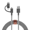 USB 2.0 -datakaapeli native union BELT-ULC-ZEB-NP, 2 m, USB-A–USB-C / Micro-USB B / Lightning, musta, valkoinen
