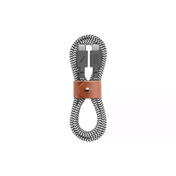 USB-C-kaapeli Native Union BELT-C-ZEB-2-NP, 1,2 m, USB-C–USB-C, musta/valkoinen