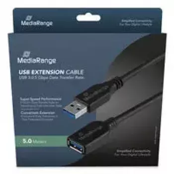 USB-A - USB-A -kaapeli MediaRange MRCS241 USB 3.2 Gen 1 (5 Gbit/s) 5 m musta
