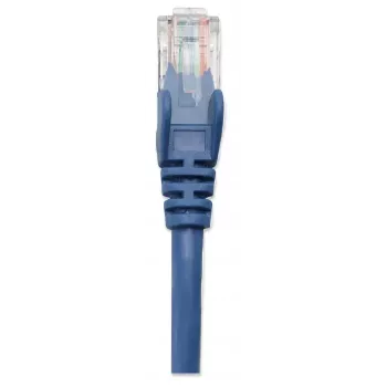 Intellinet verkkopatch-kaapeli, Cat5e, 1 m, sininen, CCA, U/UTP, PVC, RJ45, kullatut kontaktit, ilman lukituskielekettä, valettu taittumissuoja, elinikäinen takuu