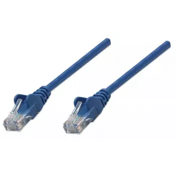 Intellinet verkkopatch-kaapeli, Cat5e, 1 m, sininen, CCA, U/UTP, PVC, RJ45, kullatut kontaktit, ilman lukituskielekettä, valettu taittumissuoja, elinikäinen takuu