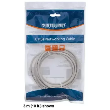 Intellinet verkkopatch-kaapeli, Cat6, 1,5 m, harmaa, CCA, U/UTP, PVC, RJ45, kullatut kontaktit, ilman lukituskielekettä, taittumissuojaholkki, elinikäinen takuu