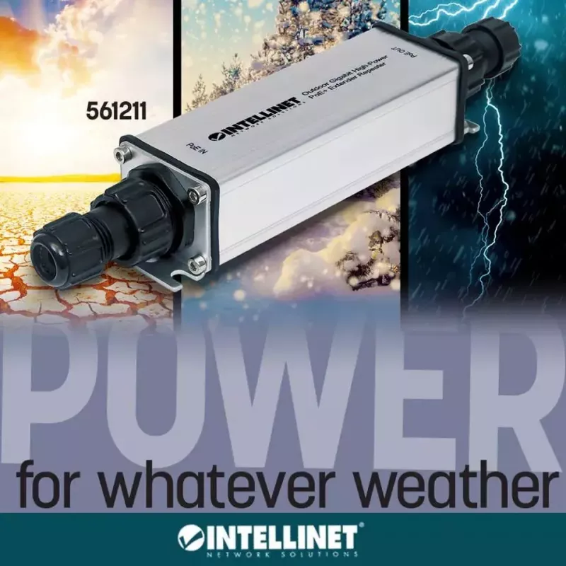 Ulkokäyttöön Gigabit PoE+ -jatko Intellinet 561211