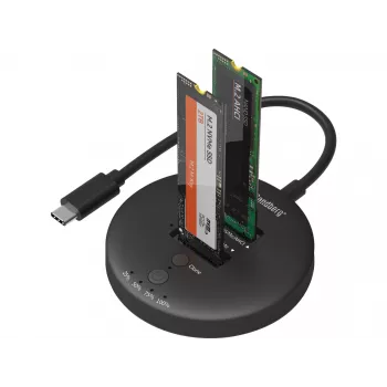 Sandberg USB3.2-kloonausdock NVMe M.2 SSD:lle, musta, 20 Gbit/s