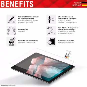 Displex Tablet Glass (9H) Apple iPad (7./8./9. sukup.)/Air (3. sukup.), Eco-asennuskehys, särkymätön, ultrahohut, näkymätön