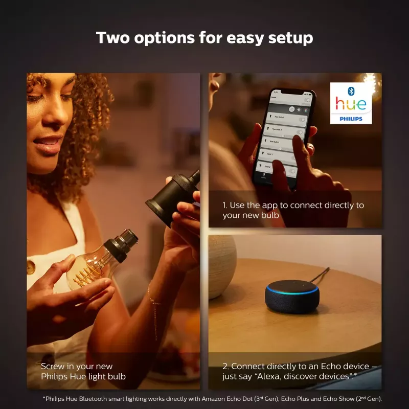 Älylamppu Philips ST64 Edison E27 Bluetooth/Zigbee, 7 W, läpinäkyvä, 60×135 mm