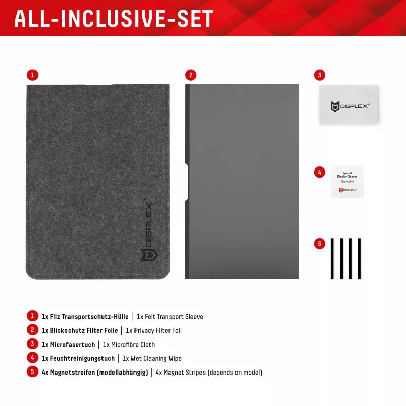 Privacy-suodatin Displex PRIVACY SAFE 15,6 inch 2-suuntainen magneettinen kiiltävä matta