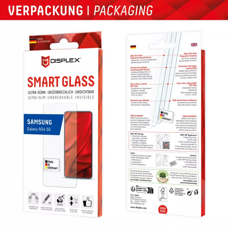 Displex Smart Glass (9H) Samsung Galaxy A54 5G, asennustarra, särkymätön