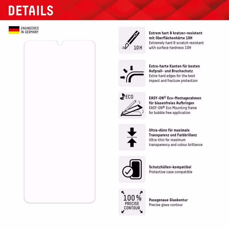 Displex näytönsuojakalvo (10H) Samsung Galaxy A34, Eco-asennuskehys, naarmuuntumaton