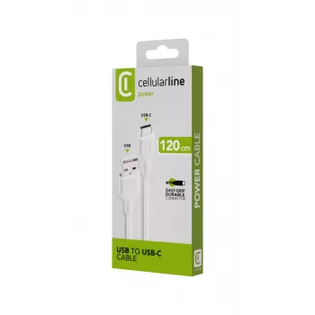 Cellularline-virtakaapeli 120 cm USB-C USB-A uros valkoinen
