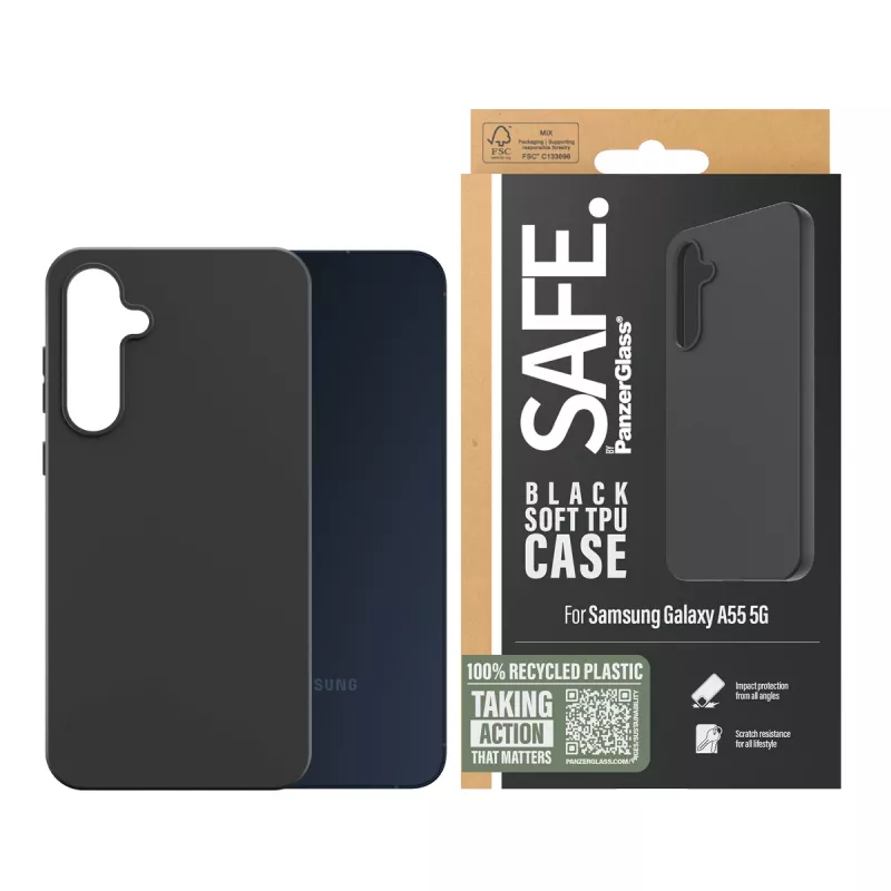 PanzerGlass SAFE. by ® TPU -kotelo Samsung Galaxy A55 5G | musta