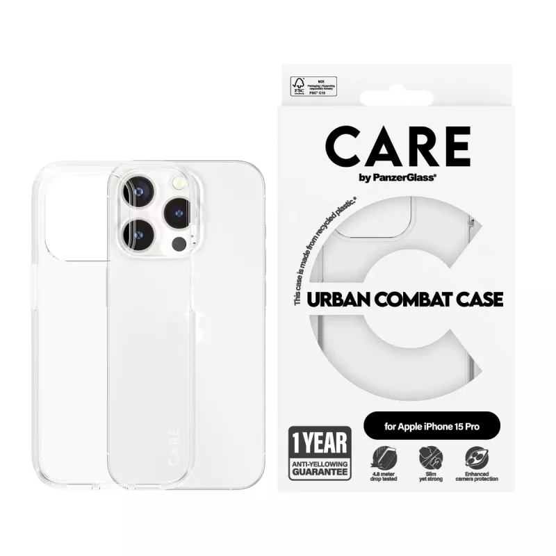 Kotelo PanzerGlass iPhone 15 Pro läpinäkyvä Urban Combat Clear Frame