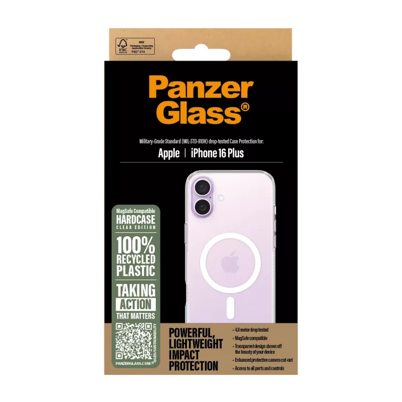 Kotelo PanzerGlass HardCase läpinäkyvä valkoisella MagSafe iPhone 16 Plus