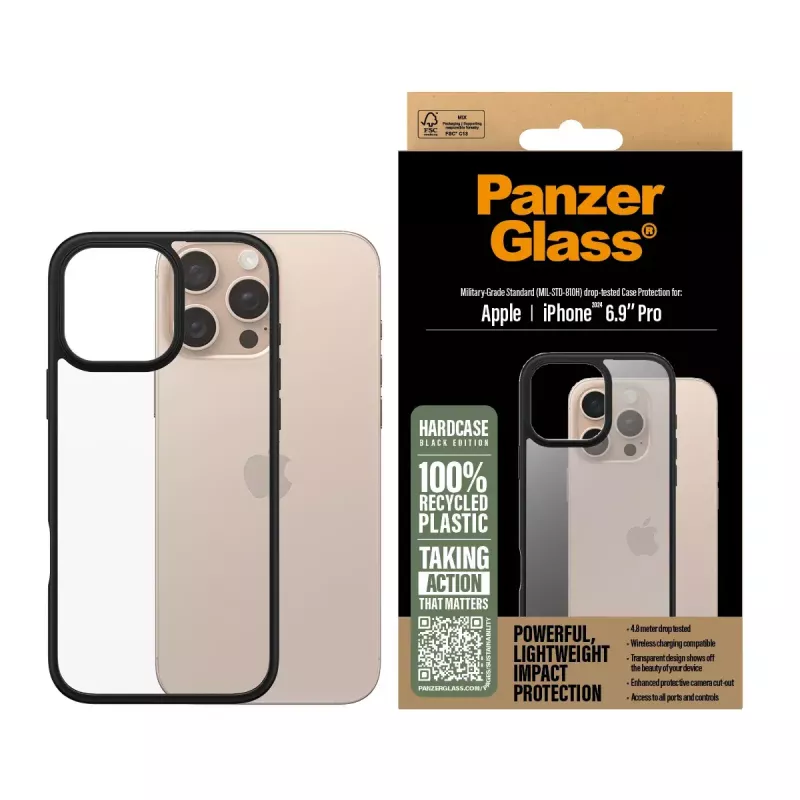 PanzerGlass® HardCase läpinäkyvä mustalla kehyksellä iPhone 16 Pro Max
