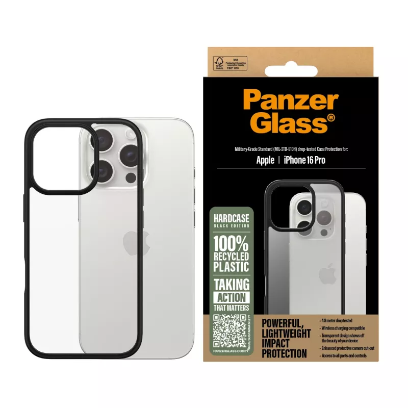 PanzerGlass HardCase suojakuori iPhone 16 Pro -puhelimelle, musta (1296)