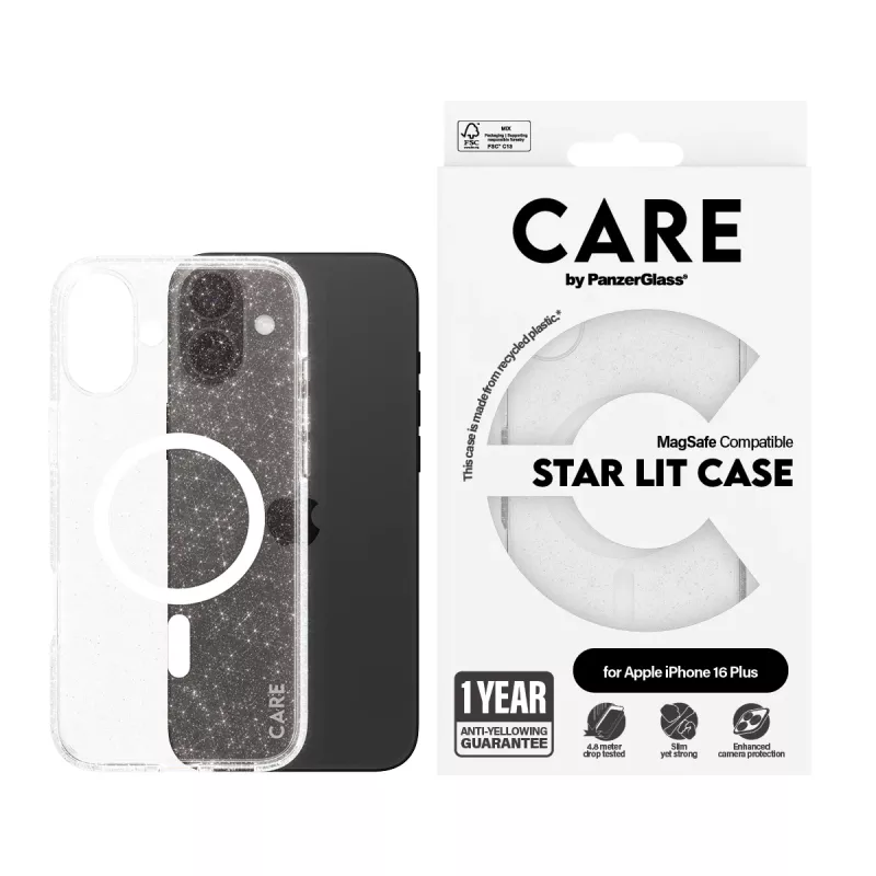 PanzerGlass CARE™ by ® Urban Combat -kotelo Star Lit valkoisella MagSafe iPhone 16 Plus